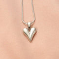 COLLAR HEART CHUNKY SILVER
