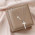 COLLAR DOBLE CRUZ SILVER