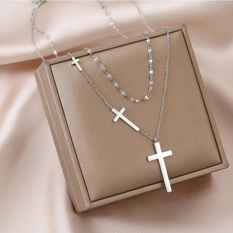 COLLAR DOBLE CRUZ SILVER